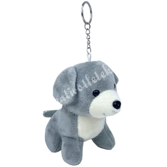 Plüss kutya, szürke, 12x12 cm