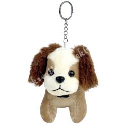 Kulcstartó plüss kutya, sötétbarna, 9,5x11 cm