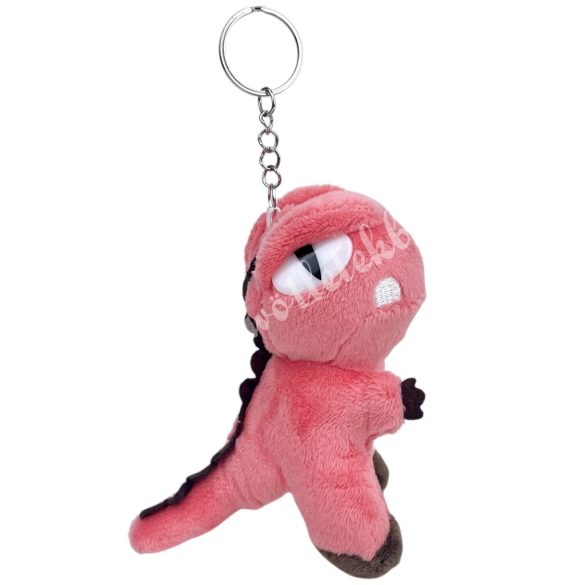 Kulcstartó plüss dínó, rózsaszín, 8,5x11 cm