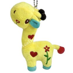 Kulcstartó plüss zsiráf, sárga, 12x14 cm