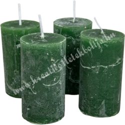 Rusztikus gyertya, fenyőzöld, 4x7,5 cm, 4 db/csomag