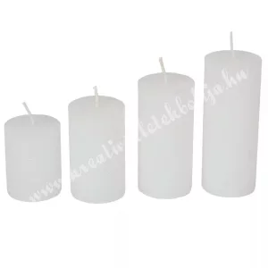 Rusztikus lépcsős gyertya szett, fehér, 4 cm, 4 db/szett