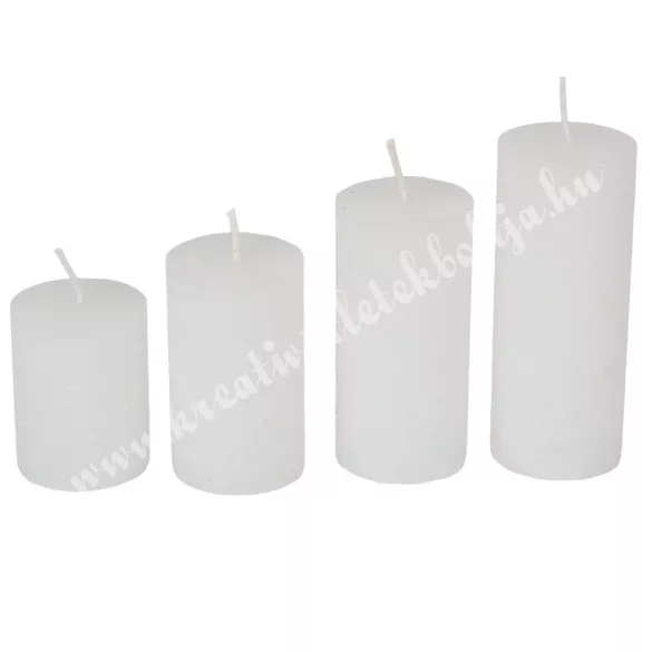 Rusztikus lépcsős gyertya szett, fehér, 4 cm, 4 db/szett