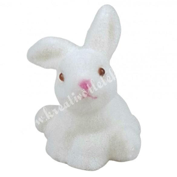 Flokkolt fehér ülő nyuszi, 5,5 cm