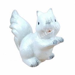 Kerámia mókus, fehér, csillámos, 11x9,7 cm