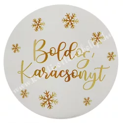 Akril tábla, kerek, átlátszó alapon, barna-arany, 5 cm