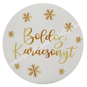 Akril tábla, kerek, átlátszó alapon, barna-arany, 5 cm