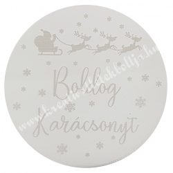 Akril tábla, kerek, átlátszó alapon, fehér, 5 cm