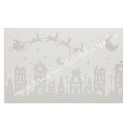   Akril tábla, téglalap, átlátszó alapon, fehér város, 8x5 cm