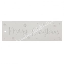   Akril tábla, téglalap, átlátszó alapon, fehér, "Merry Christmas",  10x3,5 cm