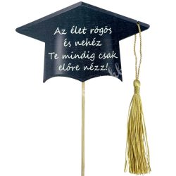   Betűzős diplomasapka, "Az élet rögös", 11x7 cm