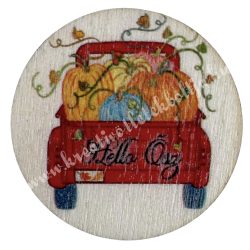 Fa tábla, kerek, "Hello Ősz" felirattal, 3 cm