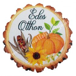 Fa tábla, kerek, "Édes otthon" felirattal, 4 cm