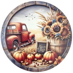 Mdf tábla, kerek, furgon tökökkel, 13 cm