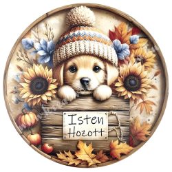 Mdf tábla, kerek, kutyus, 13 cm