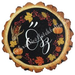 Fa tábla, kerek, "Ősz" felirattal, 4 cm