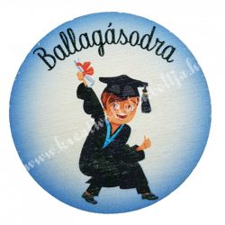 Fa tábla, kerek, "Ballagásodra", kék, 5 cm