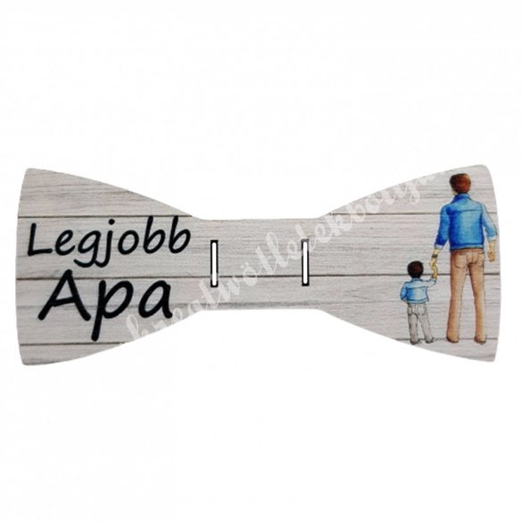 Fa nyakkendő, "Legjobb Apa" kisfiúval, 10,5x4,5 cm