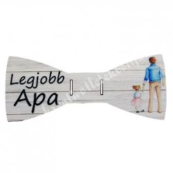   Fa nyakkendő, "Legjobb Apa" kislánnyal, 10,5x4,5 cm