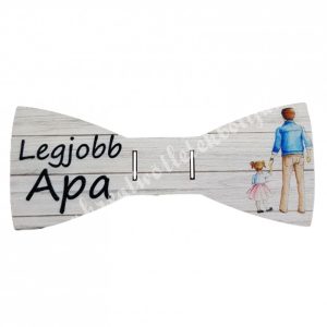 Fa nyakkendő, "Legjobb Apa" kislánnyal, 10,5x4,5 cm