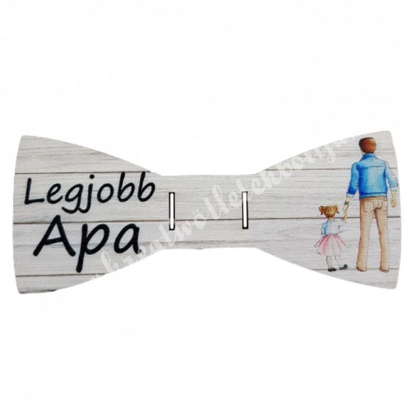 Fa nyakkendő, "Legjobb Apa" kislánnyal, 10,5x4,5 cm