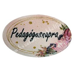 Fa tábla, ovális, "Pedagógusnapra", 4x2,5 cm