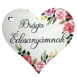   Fa tábla, szív, "Drága Édesanyámnak", 7,7x7 cm