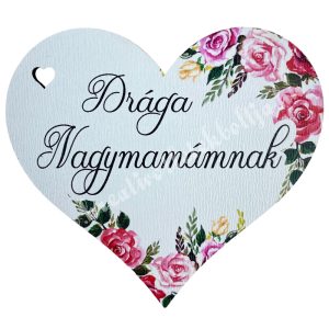Fa tábla, szív, "Drága Nagymamámnak", 7,7x7 cm