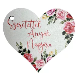   Fa tábla, szív, "Szeretettel Anyák Napjára", 7,7x7 cm