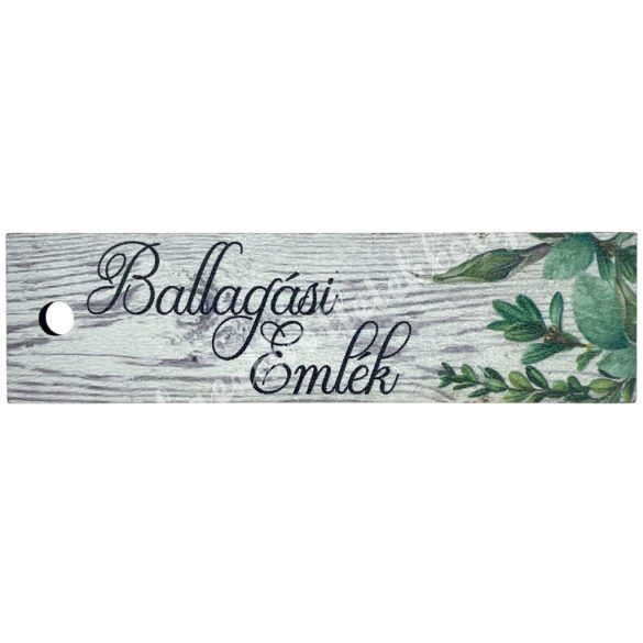 Mdf tábla, téglalap, zöld, "Ballagási Emlék", 7,5x2 cm