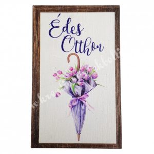 Fa tábla, téglalap, "Édes otthon", 5x8 cm