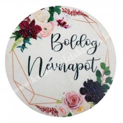 Fa tábla, kerek, "Boldog Névnapot", 7 cm