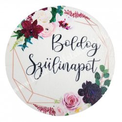 Fa tábla, kerek, "Boldog Szülinapot", 7 cm