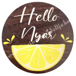 Fa tábla, kerek, citrom, "Hello Nyár", 7 cm