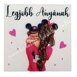   Fa tábla, "Legjobb Anyának", rózsaszín, 5,7x5,7 cm