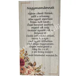 Fa tábla, "Nagymamámnak", 7,5x14 cm