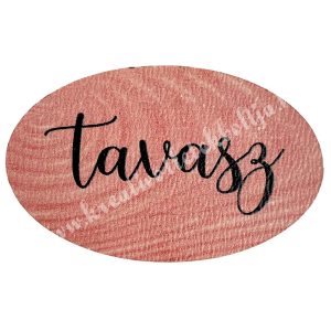 Fa tábla, ovális, "Tavasz", korall, 4x2,5 cm