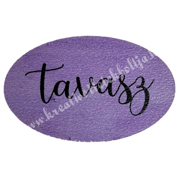 Fa tábla, ovális, "Tavasz", lila, 4x2,5 cm