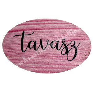 Fa tábla, ovális, "Tavasz", rózsaszín, 4x2,5 cm