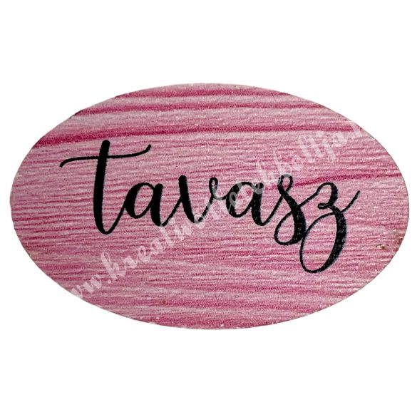 Fa tábla, ovális, "Tavasz", rózsaszín, 4x2,5 cm