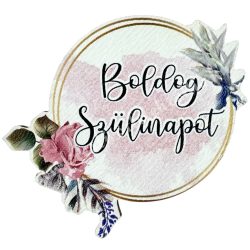   Mdf tábla, díszes kör, "Boldog Szülinapot", 4,5x4 cm