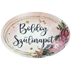 Mdf tábla, ovális, "Boldog Szülinapot", 6x4 cm