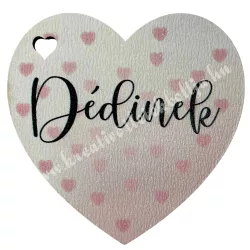 Fa tábla, szív, "Dédinek", 5x5 cm