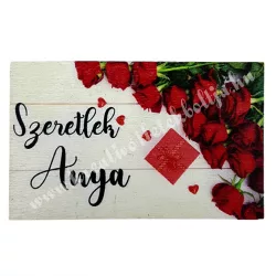 Fa tábla, "Szeretlek Anya", téglalap, 8x5 cm