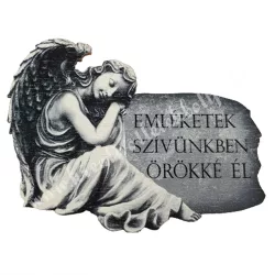   Fafigura, angyal, "Emléketek szívünkben él", 8x6,2 cm