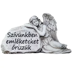 Fafigura, angyal, Szívünkben emléketeket őrizzük, 6x3,5 cm