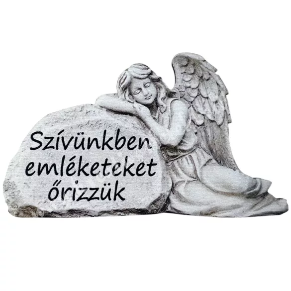 Fafigura, angyal, Szívünkben emléketeket őrizzük, 6x3,5 cm