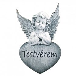 Fafigura, angyal, Testvérem, szürke, 4,5x7,5 cm