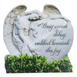   MDF tábla, angyalos, "Amíg szívünk dobog...", 10x9,5 cm