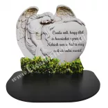 MDF tábla, talpas, angyalos, "Csoda volt, hogy éltél...", 15,5x13 cm